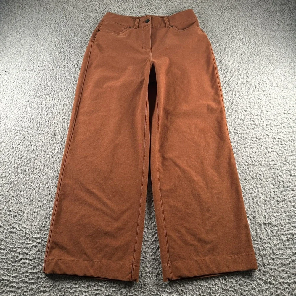 Lululemon City Sleek Wide Leg Womens Pants 26‎ Brown High Rise Cropped Utilitech